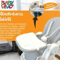 Design Kinderhochstuhl aus Kunststoff - Tippy in Stardust ^ Baby Vivo New