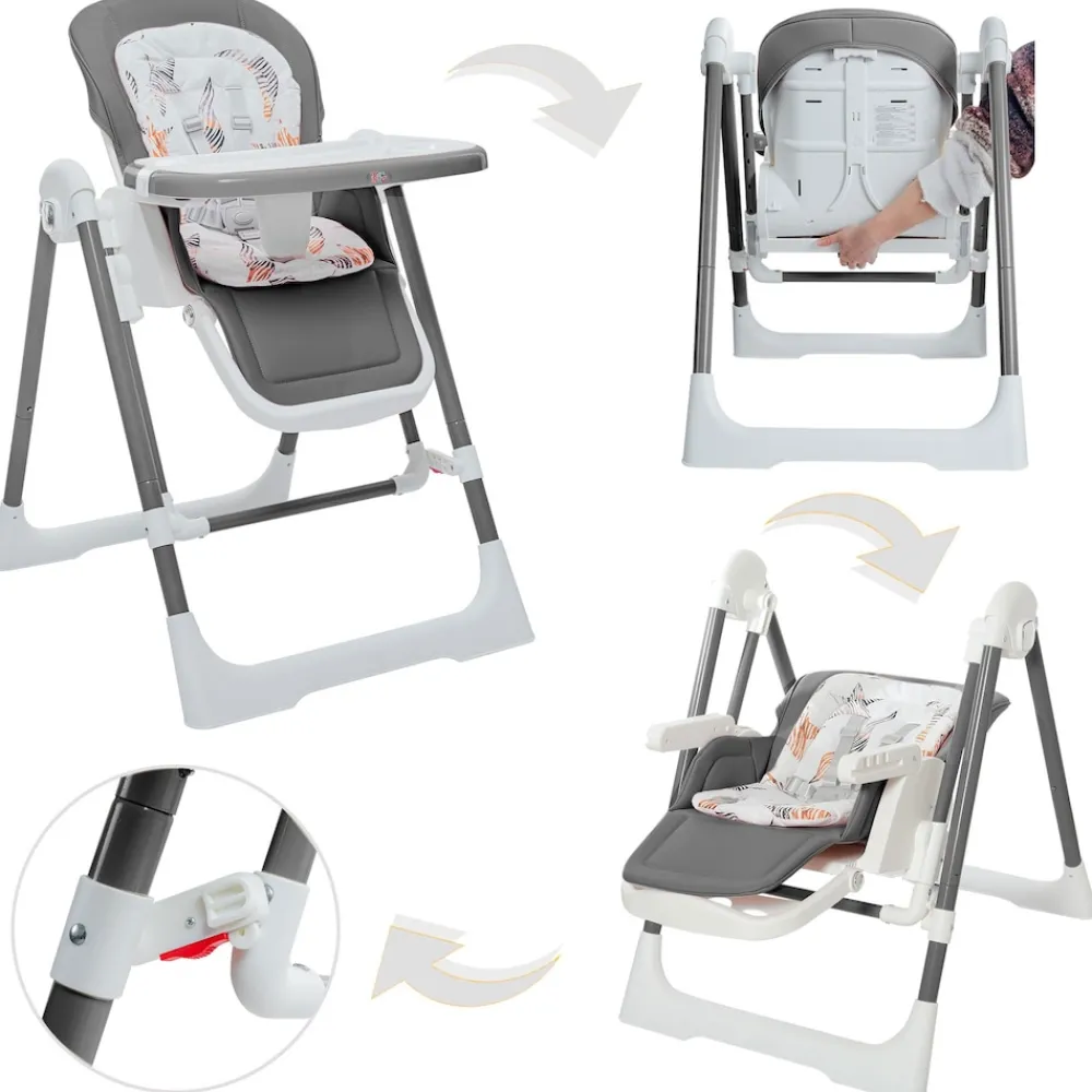 3in1 Kinderhochstuhl / Babywippe höhenverstellbar für Kinder - Lulu in Grau ^ Baby Vivo