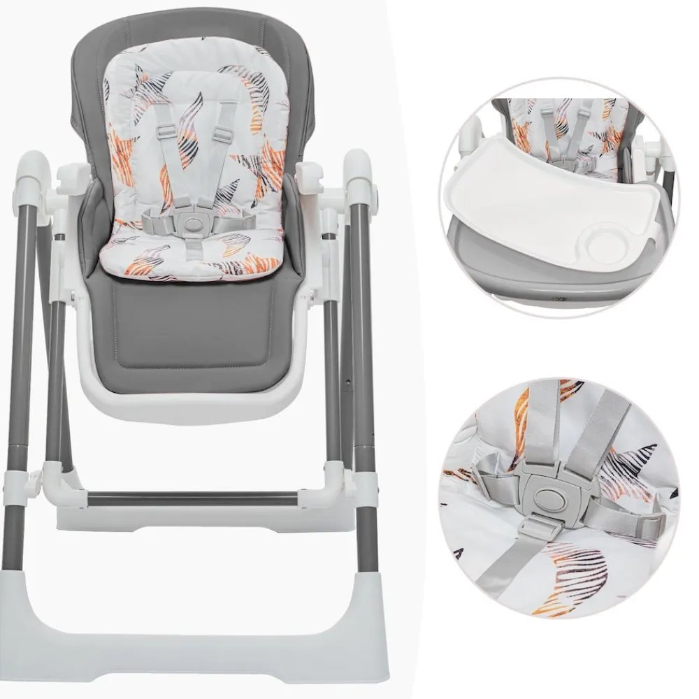 3in1 Kinderhochstuhl / Babywippe höhenverstellbar für Kinder - Lulu in Grau ^ Baby Vivo