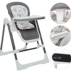3in1 Kinderhochstuhl / Babywippe höhenverstellbar für Kinder - Lulu in Grau ^ Baby Vivo