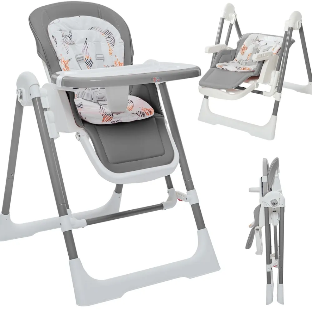 3in1 Kinderhochstuhl / Babywippe höhenverstellbar für Kinder - Lulu in Grau ^ Baby Vivo