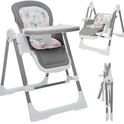 3in1 Kinderhochstuhl / Babywippe höhenverstellbar für Kinder - Lulu in Grau ^ Baby Vivo