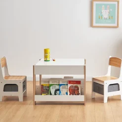 Baby Vivo Kindersitzgruppe mit multifunktionalem Tisch und 2 Stühlen aus Holz - Mia Online