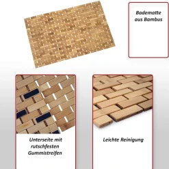 MCW Badematte -B18, Badezimmer Badvorleger Saunamatte, Bambus 79x50cm New