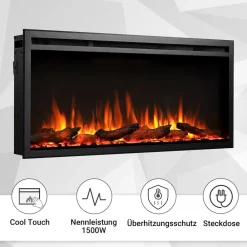 Elektrokamin Atalanta 40 - Einbaukamin mit Heizung 1500 W ^ BALDERIA Best