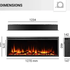 Elektrokamin Atalanta 50 - Einbaukamin mit Heizung 1500 W ^ BALDERIA Outlet