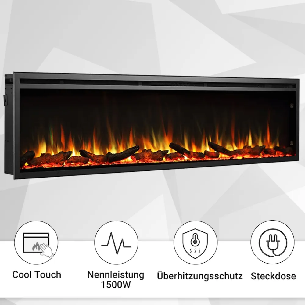 Elektrokamin Atalanta 72 - Einbaukamin mit Heizung 1500 W ^ BALDERIA