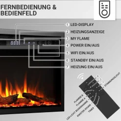 Elektrokamin Atalanta 72 - Einbaukamin mit Heizung 1500 W ^ BALDERIA