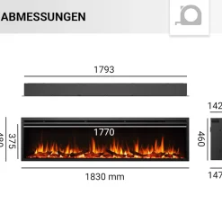 Elektrokamin Atalanta 72 - Einbaukamin mit Heizung 1500 W ^ BALDERIA