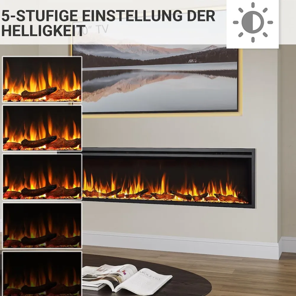 Elektrokamin Atalanta 72 - Einbaukamin mit Heizung 1500 W ^ BALDERIA