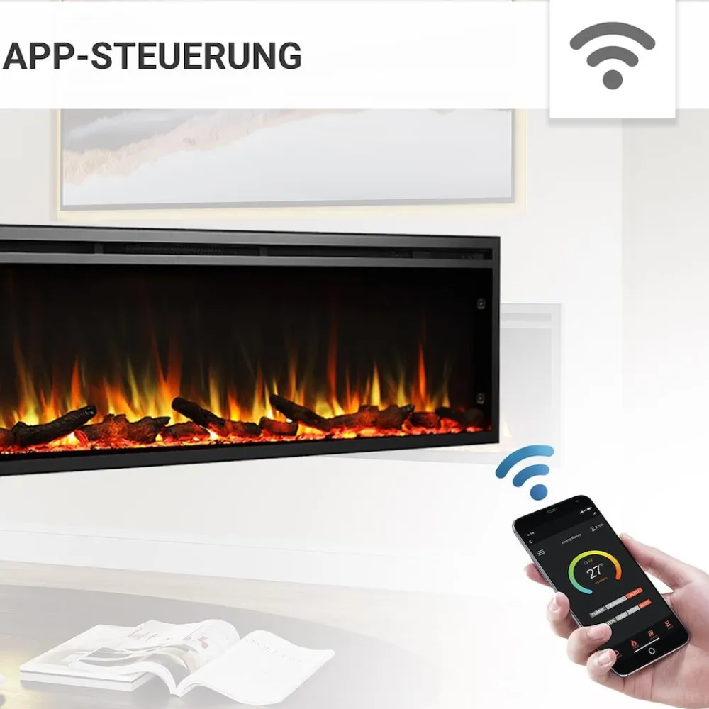 Elektrokamin Atalanta 72 - Einbaukamin mit Heizung 1500 W ^ BALDERIA