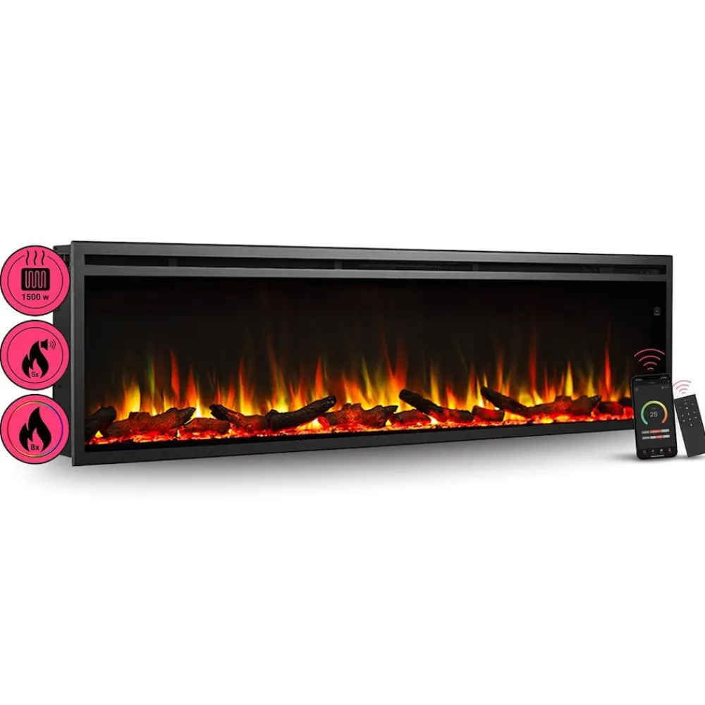 Elektrokamin Atalanta 72 - Einbaukamin mit Heizung 1500 W ^ BALDERIA