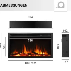BALDERIA Elektrokamin Atalanta 33 - Einbaukamin mit Heizung 1500 W New
