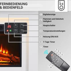 BALDERIA Elektrokamin Finn - Standkamin mit Heizung 2000 W, weiss Sale