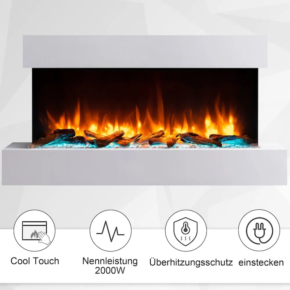 BALDERIA Elektrokamin Ignis - Wandkamin mit Heizung 2000 W, weiss Best