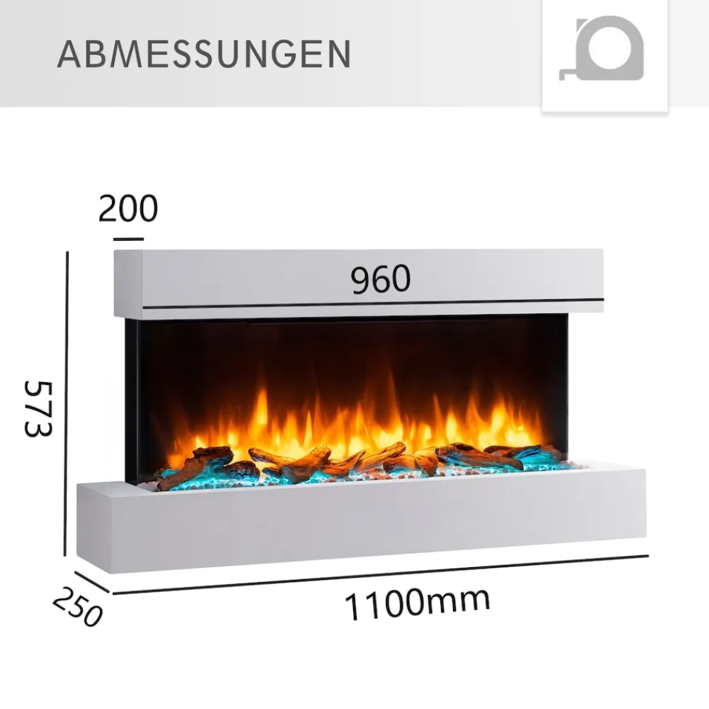 BALDERIA Elektrokamin Ignis - Wandkamin mit Heizung 2000 W, weiss Best