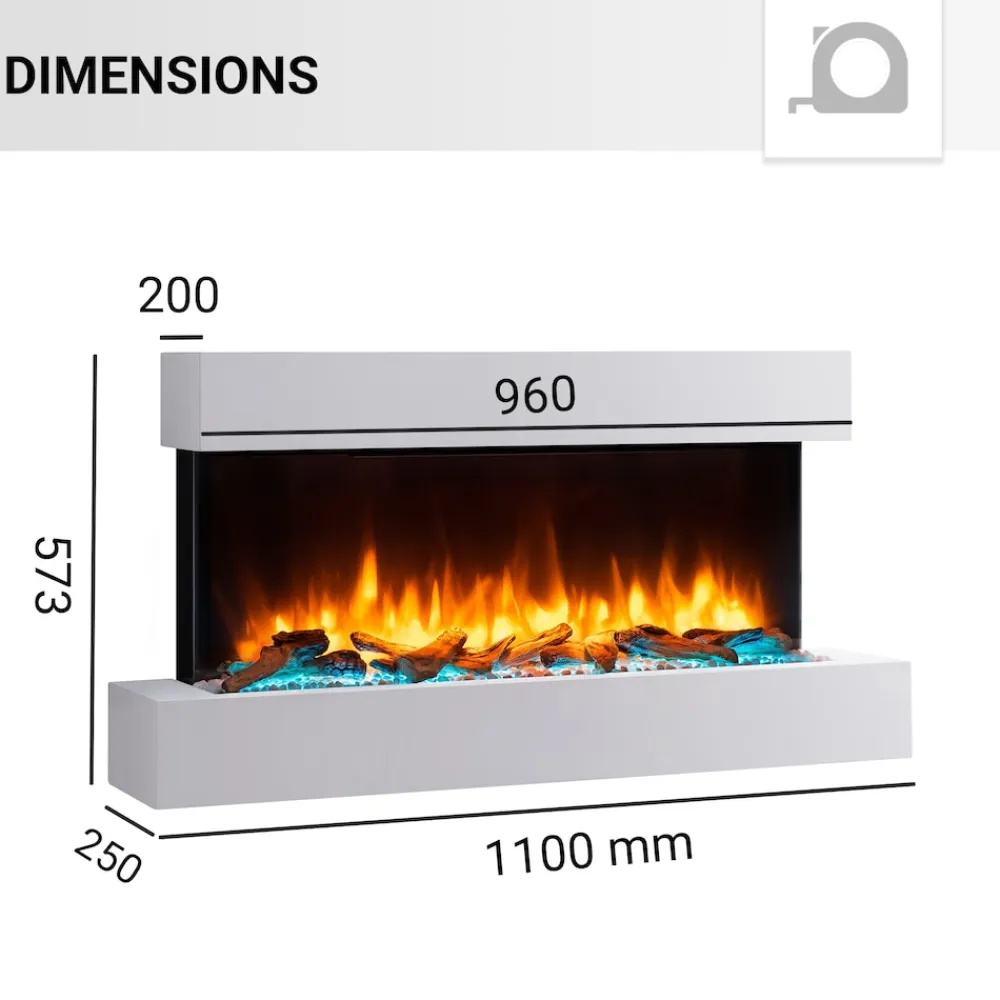 BALDERIA Elektrokamin Ignis - Wandkamin mit Heizung 2000 W, weiss Best