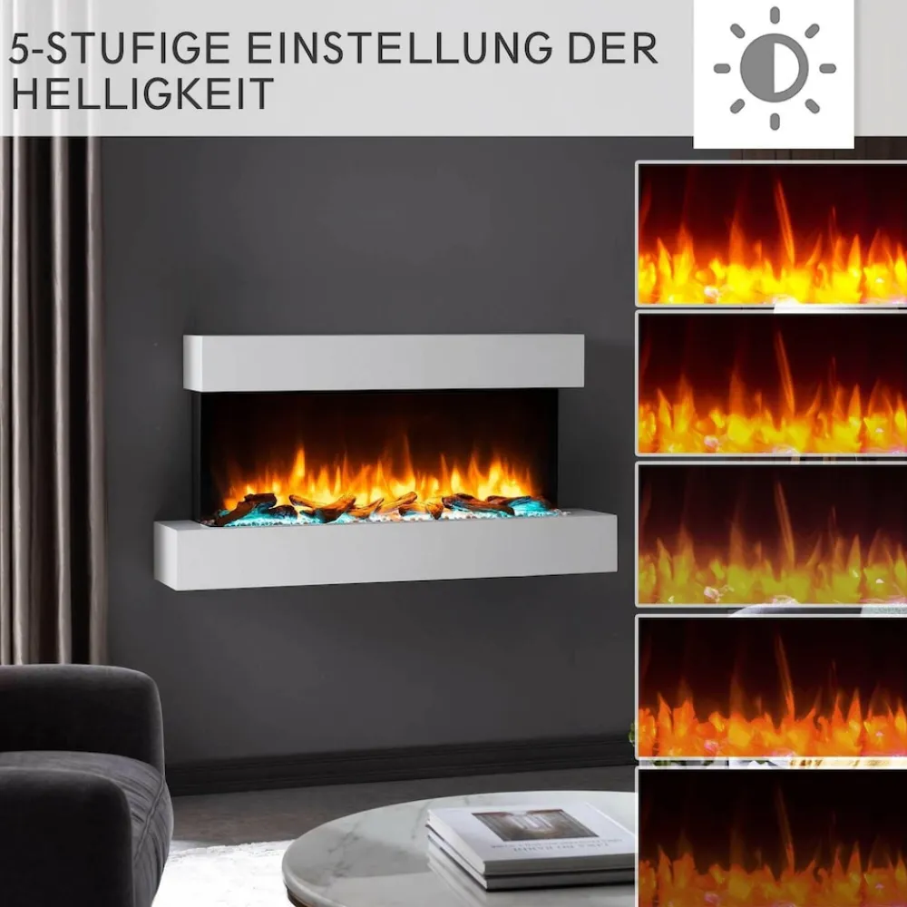BALDERIA Elektrokamin Ignis - Wandkamin mit Heizung 2000 W, weiss Best