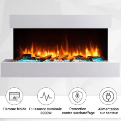 BALDERIA Elektrokamin Ignis - Wandkamin mit Heizung 2000 W, weiss Best