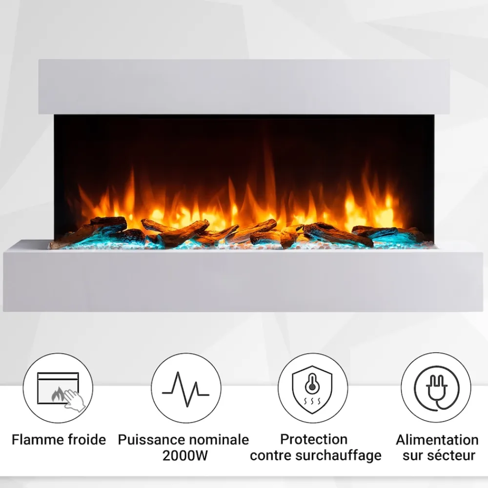 BALDERIA Elektrokamin Ignis - Wandkamin mit Heizung 2000 W, weiss Best