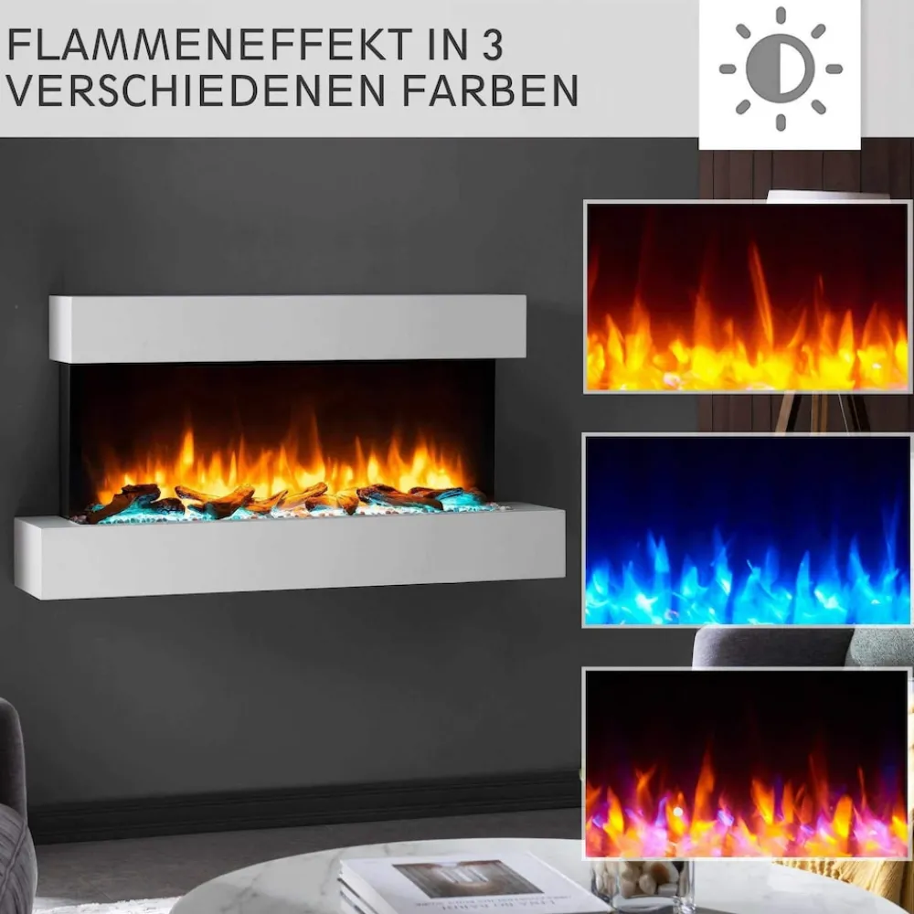 BALDERIA Elektrokamin Ignis - Wandkamin mit Heizung 2000 W, weiss Best