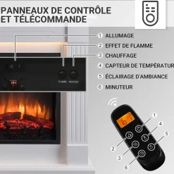 Elektrokamin  Ladina - Standkamin mit Heizung 2000 W, weiss ^ BALDERIA Outlet