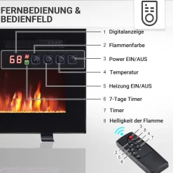 BALDERIA Elektrokamin Leif 40 - Stand, Wand, Einbau, Heizung 1800 W Hot