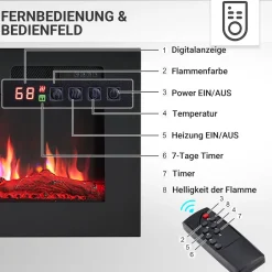 BALDERIA Elektrokamin Leif 60 -Stand, Wand, Einbau, Heizung 1800 W Clearance