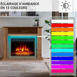 Elektrokamin Liora - Standkamin mit Heizung, dunkle Eiche ^ BALDERIA Hot