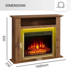 Elektrokamin Liora - Standkamin mit Heizung, dunkle Eiche ^ BALDERIA Hot