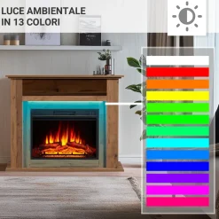 Elektrokamin Liora - Standkamin mit Heizung, dunkle Eiche ^ BALDERIA Hot