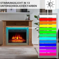 Elektrokamin Liora - Standkamin mit Heizung, dunkle Eiche ^ BALDERIA Hot