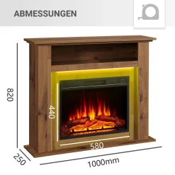 Elektrokamin Liora - Standkamin mit Heizung, dunkle Eiche ^ BALDERIA Hot