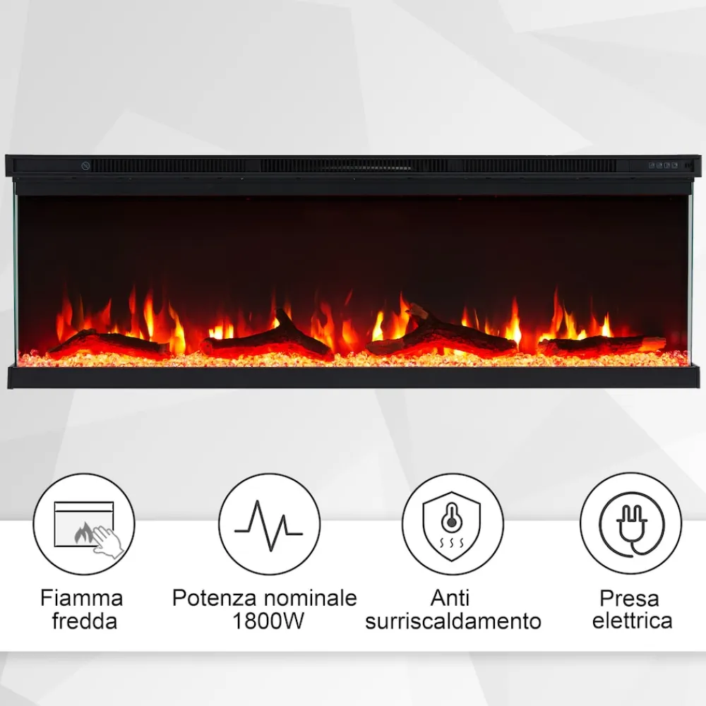 BALDERIA Elektrokamin Orson 50 - Einbaukamin mit Heizung 1800 W Hot