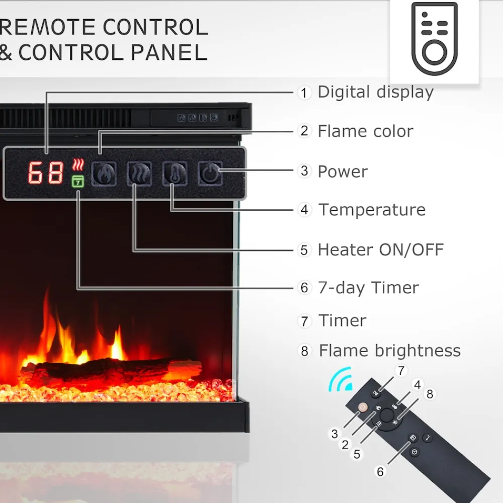 BALDERIA Elektrokamin Orson 50 - Einbaukamin mit Heizung 1800 W Hot