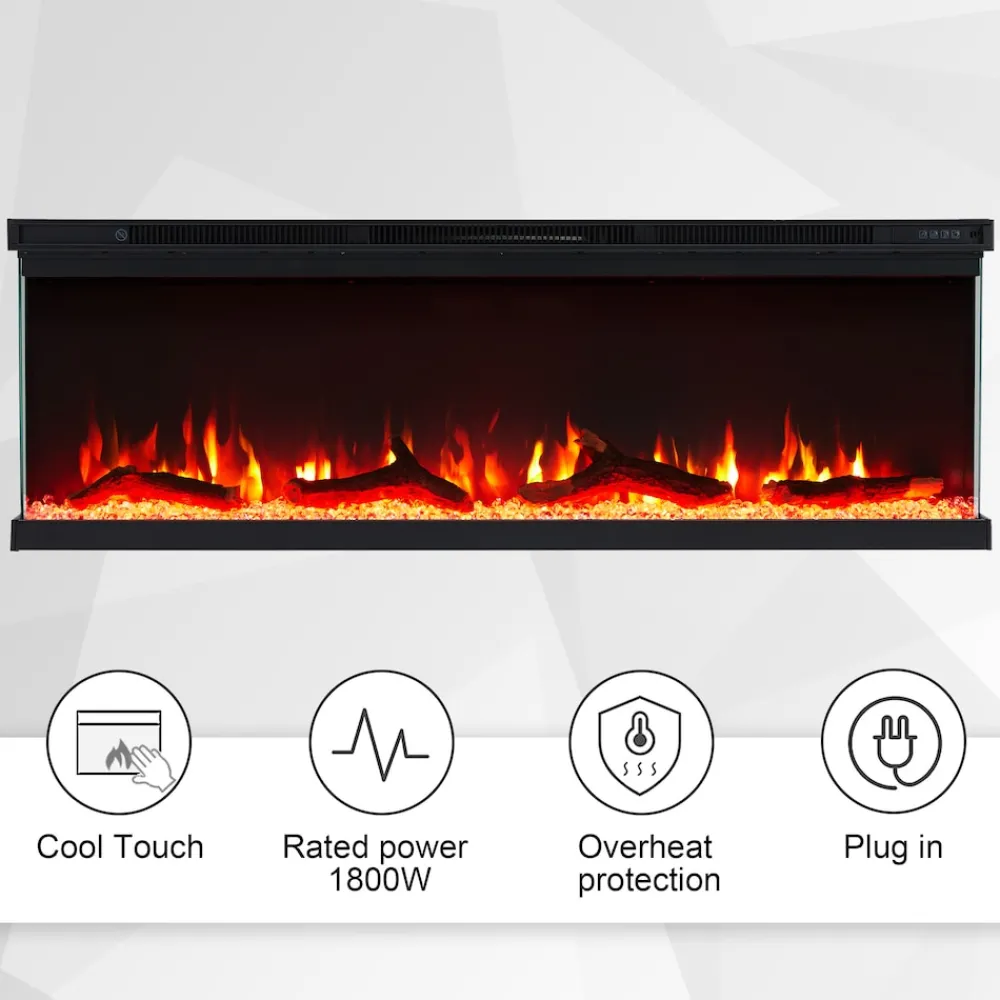 BALDERIA Elektrokamin Orson 50 - Einbaukamin mit Heizung 1800 W Hot