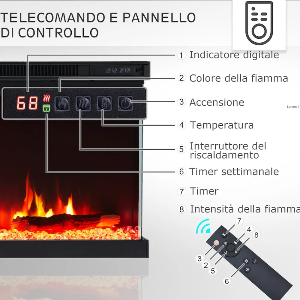 BALDERIA Elektrokamin Orson 50 - Einbaukamin mit Heizung 1800 W Hot