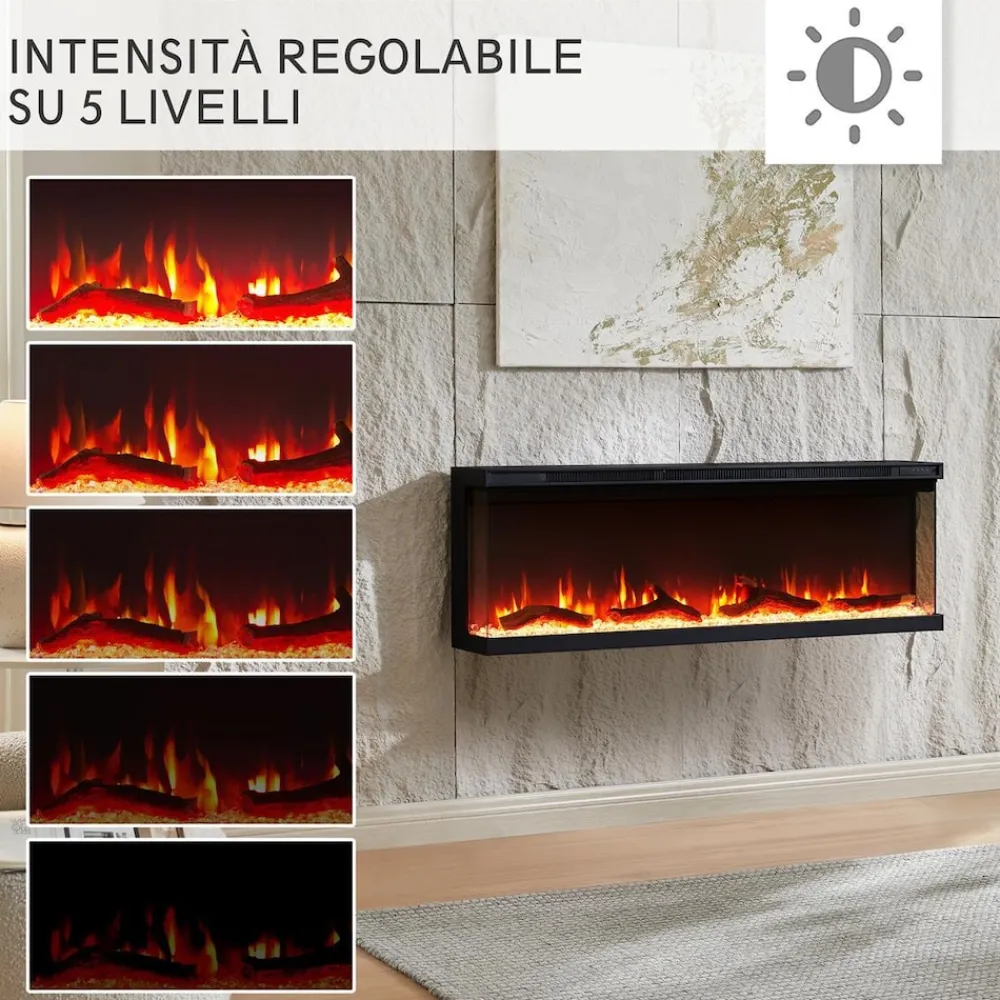 BALDERIA Elektrokamin Orson 50 - Einbaukamin mit Heizung 1800 W Hot