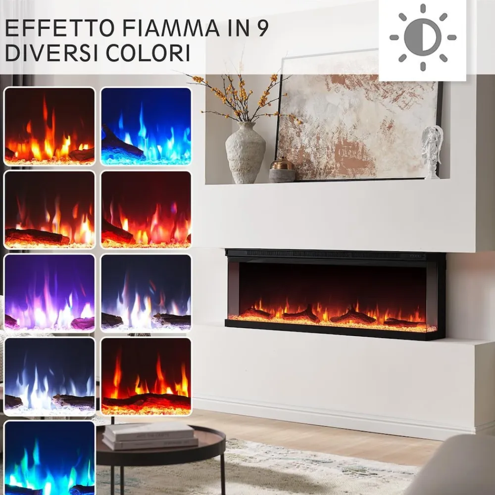 BALDERIA Elektrokamin Orson 50 - Einbaukamin mit Heizung 1800 W Hot