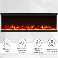 BALDERIA Elektrokamin Orson 50 - Einbaukamin mit Heizung 1800 W Hot