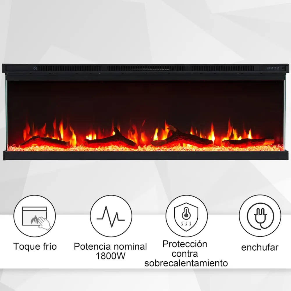 BALDERIA Elektrokamin Orson 50 - Einbaukamin mit Heizung 1800 W Hot