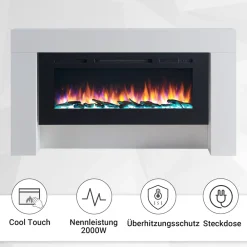 Elektrokamin  Zeus - Standkamin m it Heizung 2000 W, weiss ^ BALDERIA