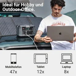  Power Set - Powerstation 500W mit faltbarem Solarpanel 200W ^ BALDERIA Online
