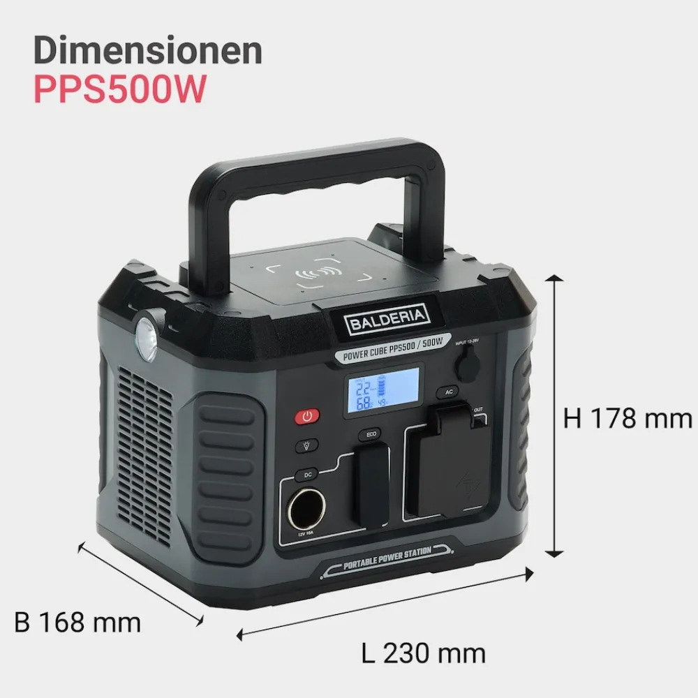 Power Set - Powerstation 500W mit faltbarem Solarpanel 60W ^ BALDERIA New