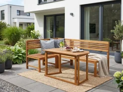 Prestige Home Living Outdoor Balkontisch-Set mit Eckbank - Eukalyptusholz - Flexibel & wetterfest Discount