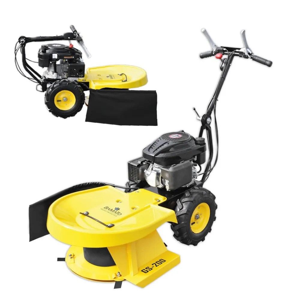 Hochgrasschneider Kreiselmäher GS-200 | mit LONCIN Motor | 4 Klingen | 580 mm Schnittbreite | Reversierstarter | Für große Rasenflächen | Rasenmäher Radantrieb Benzin Perfekt für hohes Gras ^ BAMATO Clearance