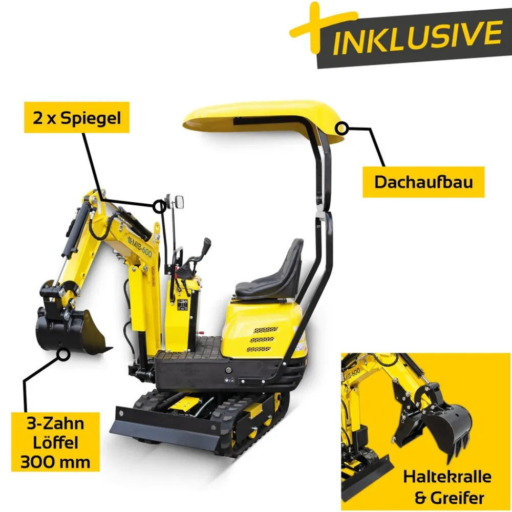 Minibagger MIB-600 inkl. Zubehörset ^ BAMATO Discount