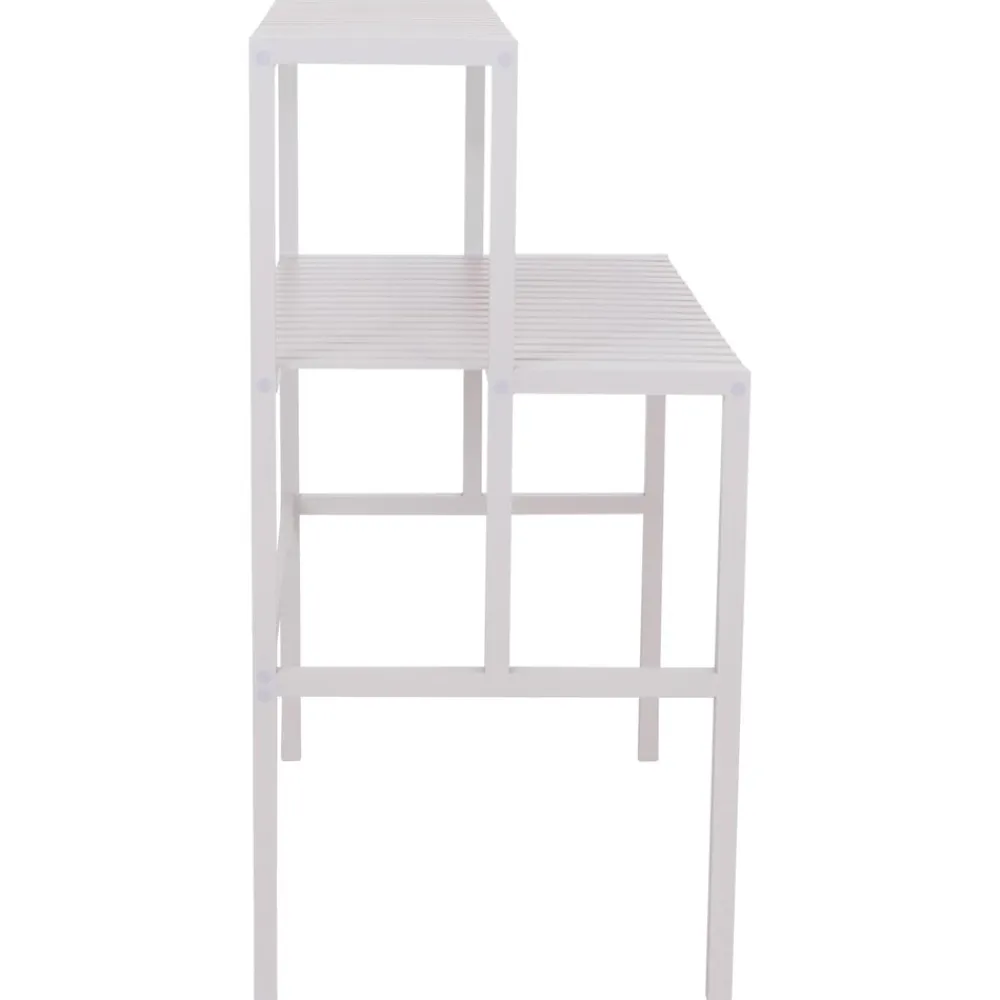 Bambus Pflanzenregal -Q34, Blumentreppe Blumenständer Pflanzentreppe, 2 Ablagen 100x90x50cm ~ weiß ^ MCW Discount