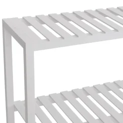 Bambus Pflanzenregal -Q34, Blumentreppe Blumenständer Pflanzentreppe, 2 Ablagen 100x90x50cm ~ weiß ^ MCW Discount