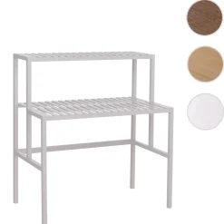 Bambus Pflanzenregal -Q34, Blumentreppe Blumenständer Pflanzentreppe, 2 Ablagen 100x90x50cm ~ weiß ^ MCW Discount